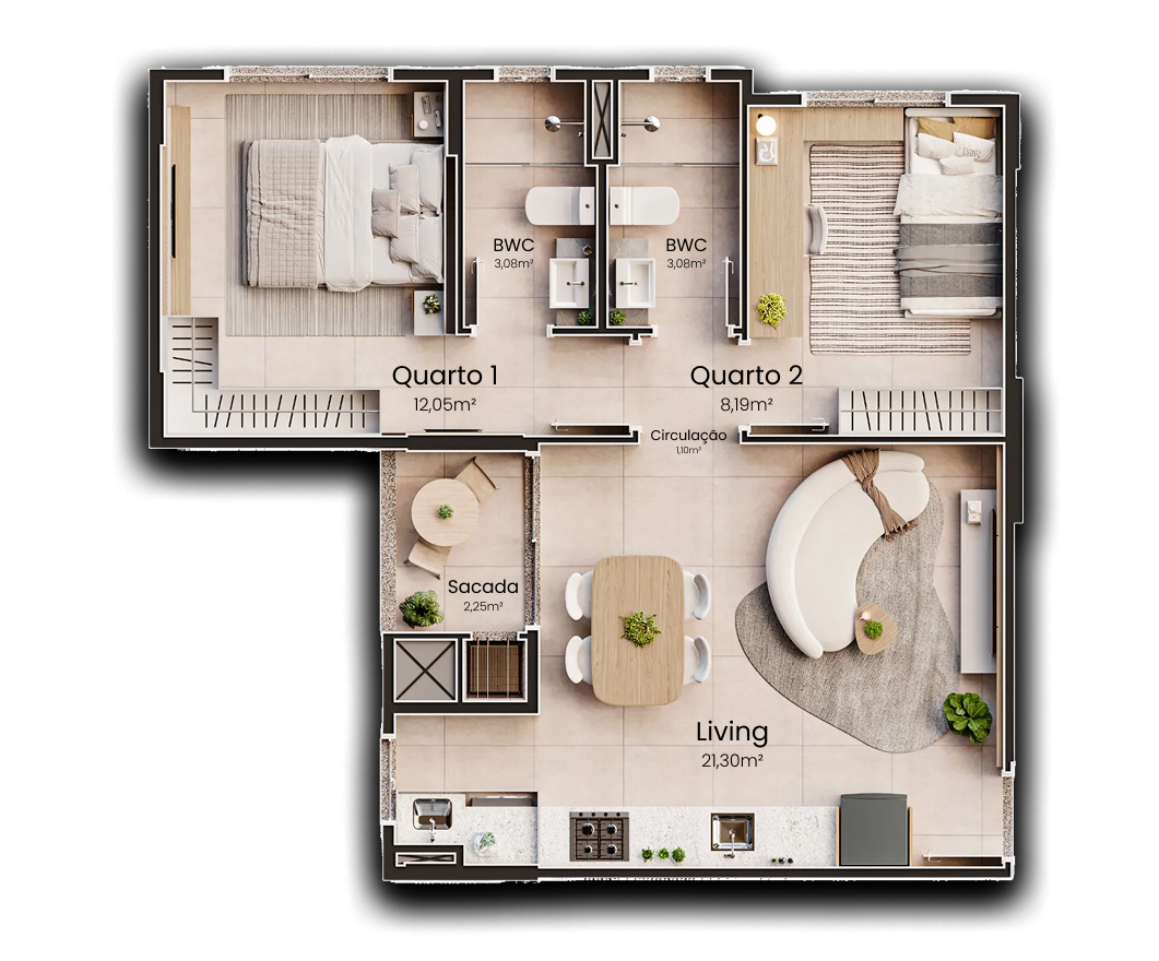 Planta 60,19m² - Final 02, 03, 06, 07